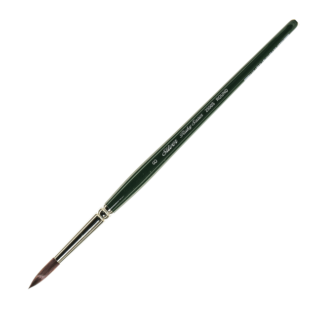 SILVER BRUSH LIMITED Silver Brush 2500S-8  Ruby Satin Series Short-Handle Paint Brush 2500S, Size 8, Round Bristle, Synthetic, Multicolor