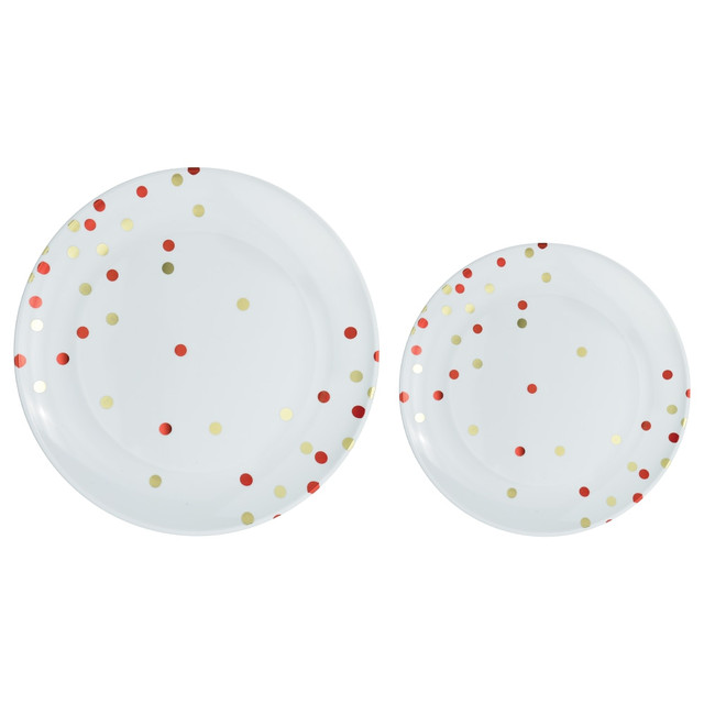 AMSCAN 430587.40  Round Hot-Stamped Plastic Plates, Red, Pack Of 20 Plates