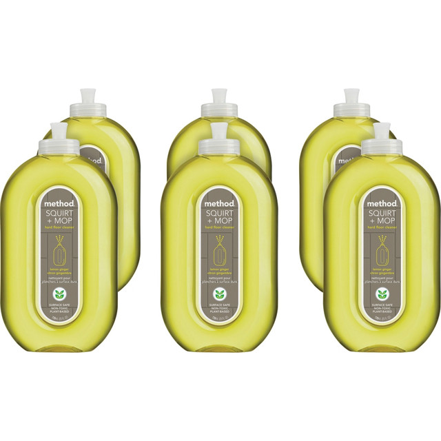 METHOD PRODUCTS, INC. 00563CT Method Squirt + Mop Hard Floor Cleaner - Ready-To-Use - 25 fl oz (0.8 quart) - Lemon Ginger Scent - Non-toxic, Deodorize, Triclosan-free, No-wax - Lemon - 6 / Carton