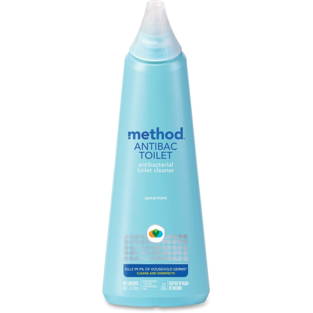 METHOD PRODUCTS, INC. 01221CT Method Antibacterial Toilet Cleaner - 24 fl oz (0.8 quart) - Spearmint Scent - Non-toxic, Anti-bacterial, Triclosan-free, Pleasant Scent - Blue - 6 / Carton