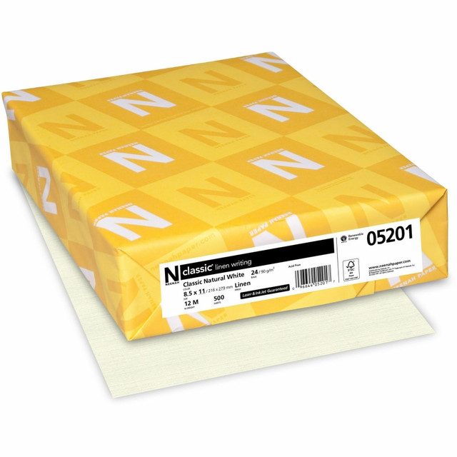 NEENAH PAPER INC 05201 Classic Crest Copy And Multi-Use Linen Paper, Letter Size (8 1/2in x 11in), 24 Lb, Natural White, Ream Of 500 Sheets NEENAH PAPER INC 05201 Classic Crest Copy And Multi-Use Linen Paper, Letter Size (8 1/2in x 11in), 24 Lb, Natural White, Ream Of 500 Sheets