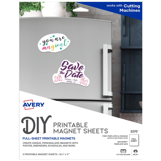 AVERY PRODUCTS CORPORATION 3270 Avery Inkjet Magnet Sheets, 8 1/2in x 11in, Pack Of 5 Sheets