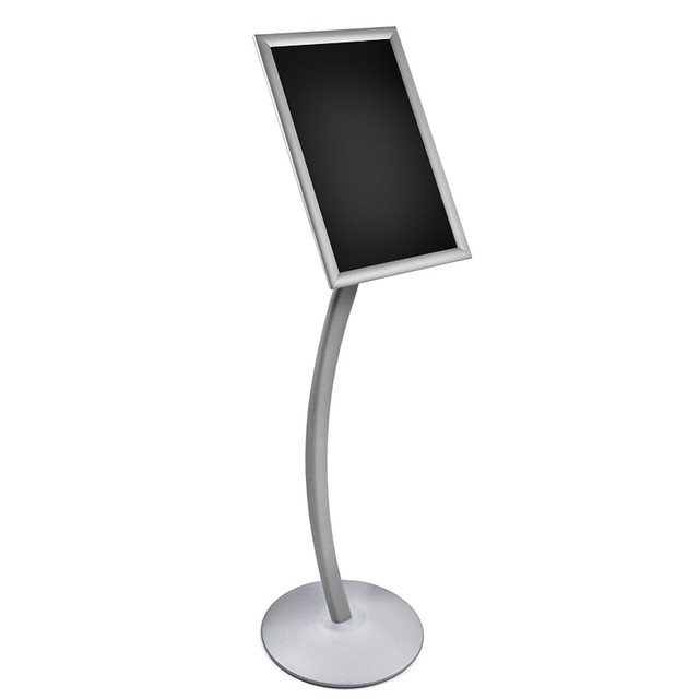 AZAR DISPLAYS 300237-SLV Snap-Frame Steel Vertical/Horizontal Sign Holder, Curved Metal Stand, 17in x 11in, Silver AZAR DISPLAYS 300237-SLV Snap-Frame Steel Vertical/Horizontal Sign Holder, Curved Metal Stand, 17in x 11in, Silver