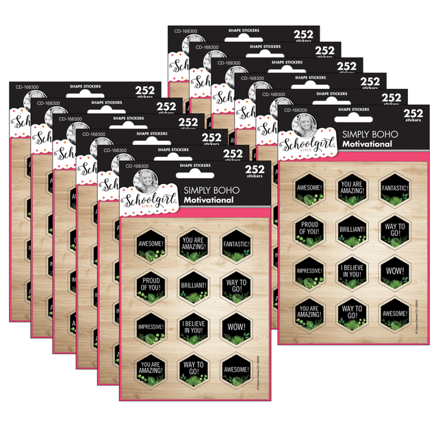 EDUCATORS RESOURCE Carson Dellosa Education CD-168300-12  Stickers, Simply Boho Celebrations, 72 Stickers Per Pack, Set Of 12 Packs