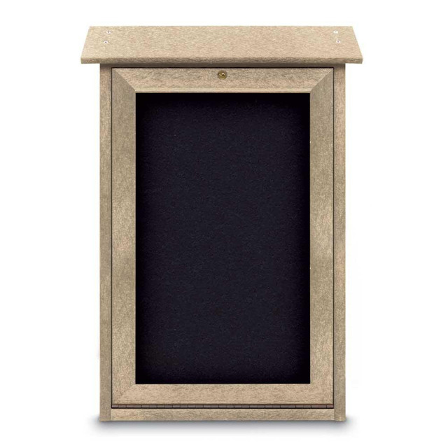 United Visual Products UVSM1829-SAND-R Enclosed Recycled Rubber Bulletin Board: 18" Wide, 29" High, Rubber, Black