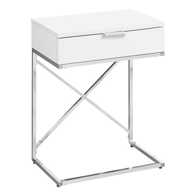 MONARCH PRODUCTS I 3470 Monarch Specialties Accent End Table, Rectangular, Glossy White/Chrome