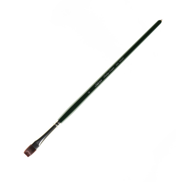 SILVER BRUSH LIMITED Silver Brush 2502-6  Ruby Satin Series Long-Handle Paint Brush 2502, Size 6, Bright Bristle, Synthetic, Green