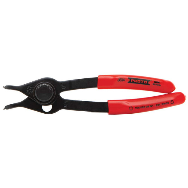 Proto J604 Retaining Ring Pliers; Tool Type: Internal Ring Pliers ; Type: Retaining Ring Pliers ; Tip Angle: 45.00 ; Tip Diameter (Decimal Inch): 0.047 ; Ring Diameter Range (Inch): 0.39 to 0.98 (External) ; Overall Length (Decimal Inch): 5.7500