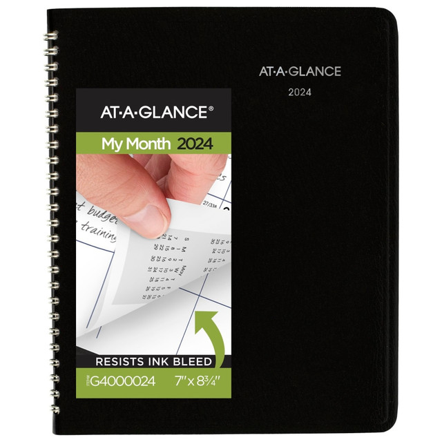 ACCO BRANDS USA, LLC G4000024 2024 AT-A-GLANCE DayMinder Monthly Planner, 7in x 8-3/4in, Black, January To December 2024, G40000