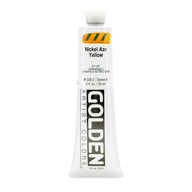 GOLDEN ARTIST COLORS, INC. 1225-2 Golden Heavy Body Acrylic Paint, 2 Oz, Nickel Azo Yellow