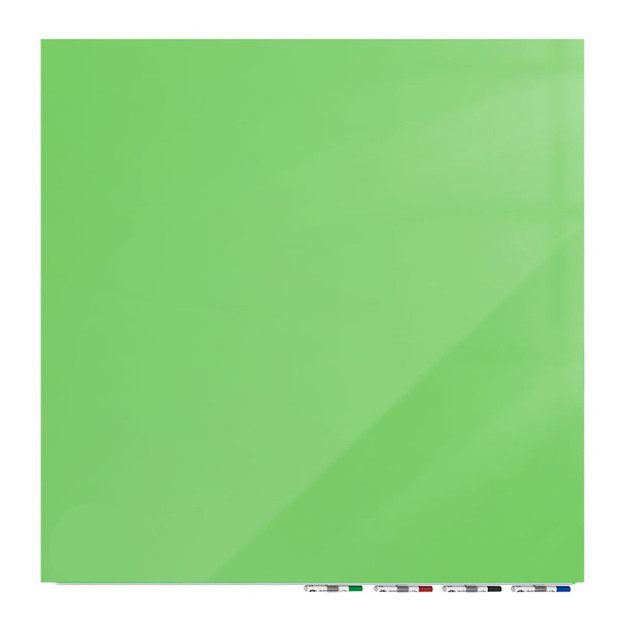 GHENT MANUFACTURING INC. ARIASM44GN Ghent Aria Low Profile Glassboard, Magnetic, 48inH x 48inW, Square, Green