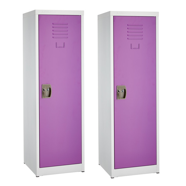 ADIR CORP. ADI629-01-PUR-2PK Alpine Kids' 1-Tier Steel Lockers, 48inH x 15inW x 15inD, Purple, Set Of 2 Lockers