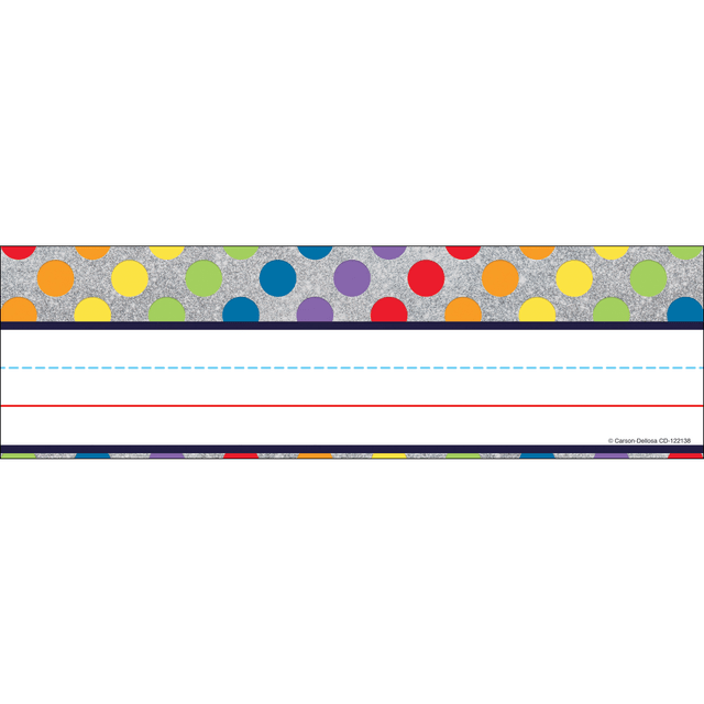 CARSON-DELLOSA PUBLISHING LLC 122138 Carson-Dellosa Sparkle And Shine Glitter Desk Nameplates, Rainbow Dots, Pack Of 36 Nameplates