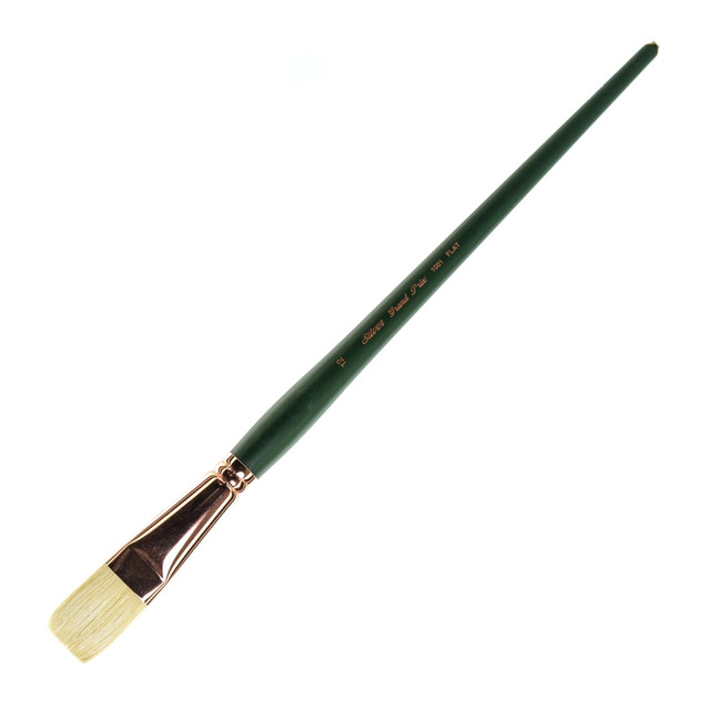 SILVER BRUSH LIMITED 1001-12 Silver Brush Grand Prix Paint Brush Series 1001, Size 12, Flat Bristle, Hog Hair, Green