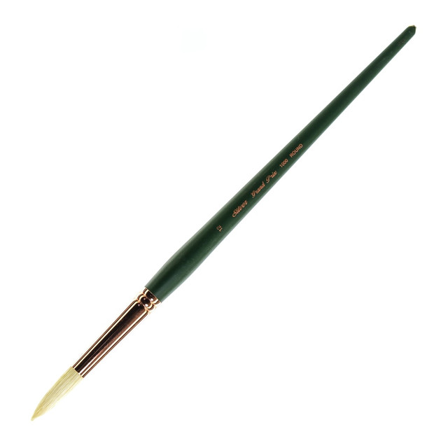 SILVER BRUSH LIMITED 1000-12 Silver Brush Grand Prix Paint Brush Series 1000, Size 12, Round Bristle, Hog Hair, Green