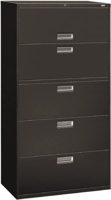 Hon HON685LS Horizontal File Cabinet: 5 Drawers, Steel, Charcoal