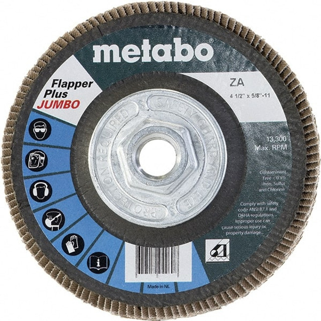 Metabo 629426000 Flap Disc: 5/8-11 Hole, 60 Grit, Zirconia Alumina, Type 29