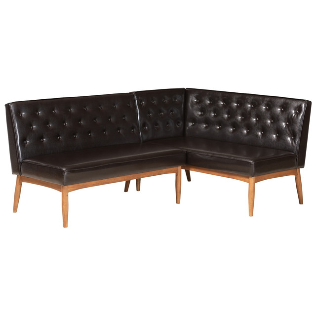 WHOLESALE INTERIORS, INC. 2721-11358 Baxton Studio Riordan 2-Piece Dining Nook Banquette Set, Dark Brown/Walnut WHOLESALE INTERIORS, INC. 2721-11358 Baxton Studio Riordan 2-Piece Dining Nook Banquette Set, Dark Brown/Walnut