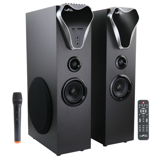 MEGAGOODS, INC. 995116498M beFree Sound 2.1 Channel 995116498M 80-Watt Bluetooth Tower Speakers With Optical Input, Black