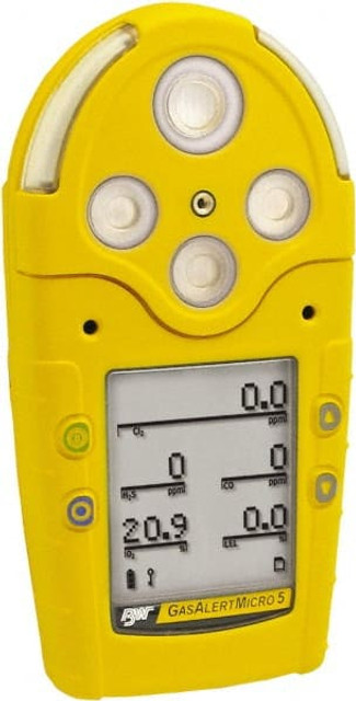 BW Technologies by Honeywell M5IRXWBHRPDYN00 Multi-Gas Detector: Audible, Vibration & Visual Signal, LCD, Yellow