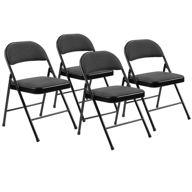 OKLAHOMA SOUND CORPORATION 970/4 National Public Seating Commercialine 970 Series Fabric Upholstered Folding Chairs, Star Trail Black, Pack Of 4 Chairs OKLAHOMA SOUND CORPORATION 970/4 National Public Seating Commercialine 970 Series Fabric Upholstered Folding Chairs, Star Trail Black, Pack Of 4 Chairs