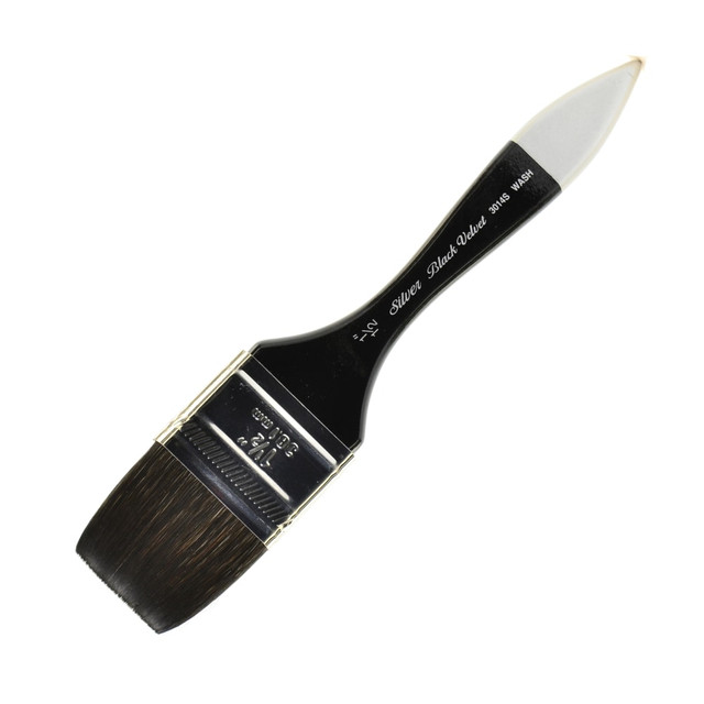 SILVER BRUSH LIMITED 3014S-1.5 Silver Brush 30145 Black Velvet Series Paint Brush, 1 1/2in, Wash Bristle, Squirrel Hair/Synthetic Filament, Multicolor