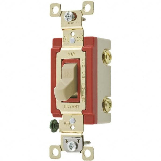 Bryant Electric 4901I Wall & Dimmer Light Switches; Switch Type: NonDimmer ; Switch Operation: Toggle ; Grade: Industrial ; Includes: Terminal Screws ; Standards Met: UL Listed; CSA Certified