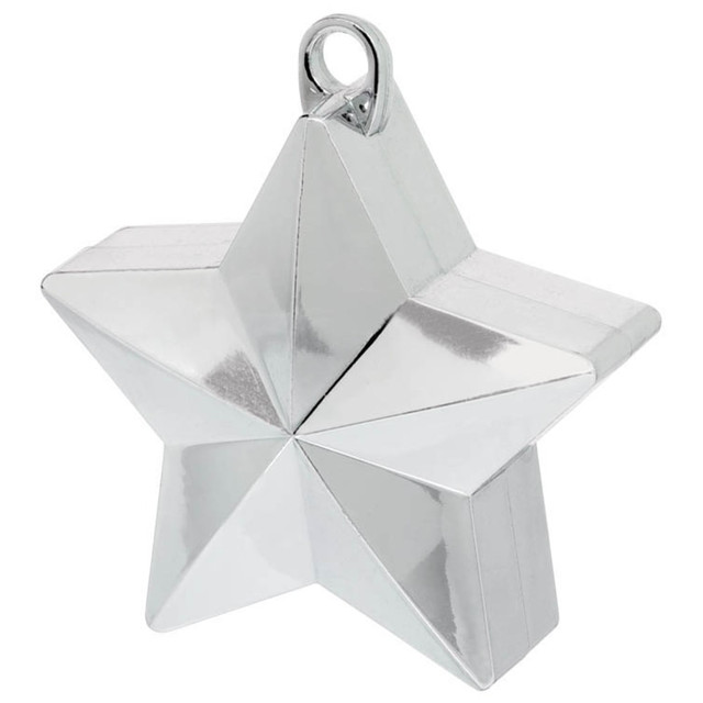 AMSCAN CO INC Amscan 117800.18  Foil Star Balloon Weights, 6 Oz, 4-1/2inH x 3-1/4inW x 2inD, Silver, Pack Of 12 Weights