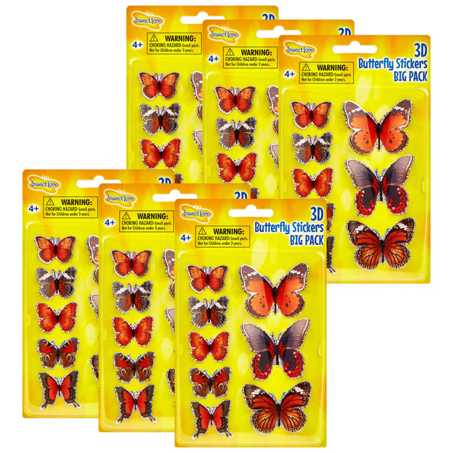 EDUCATORS RESOURCE ILP3801-6 Insect Lore 3D Butterfly Stickers, 8 Stickers Per Pack, Set Of 6 Packs EDUCATORS RESOURCE ILP3801-6 Insect Lore 3D Butterfly Stickers, 8 Stickers Per Pack, Set Of 6 Packs