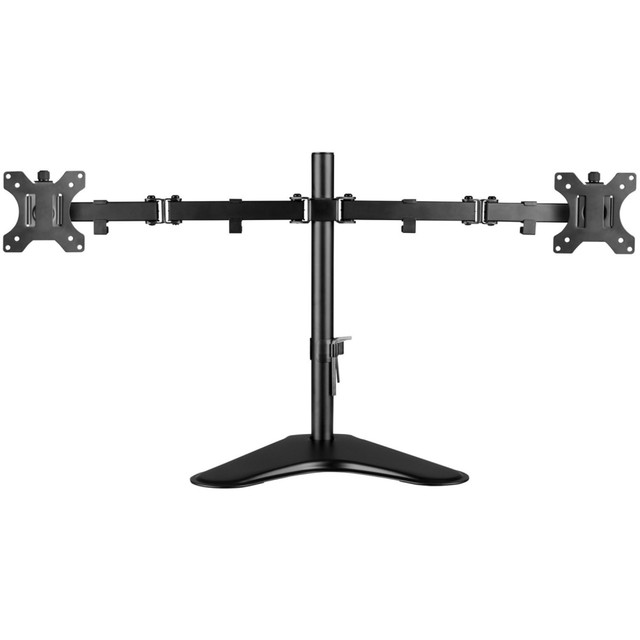 V7 DS2FSD-2N  Dual Desktop Monitor Stand - Up to 32in Screen Support - 35.28 lb Load Capacity - 18.3in Height x 35.9in Width x 11in Depth - Desktop, Freestanding - Steel, Aluminum, Plastic - Black