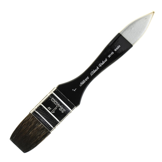 SILVER BRUSH LIMITED 3014S-1 Silver Brush 3014S Black Velvet Series Paint Brush, 1in, Wash Bristle, Squirrel Hair/Synthetic Filament, Multicolor