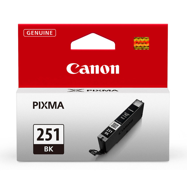 Compatible Canon models: PIXMA : MG5420, MG5422, MG5520, MG5522, MG5620, MG6320, MG6420, MG6620, MG7120, MG7520, MX722, MX922, iP7220, iP8720, iX6820.  .  Crisp documents with rich colors make a statement when you are printing for home, work or school. With Canon CLI-251 ink tanks, you can rest assured that every print will deliver the clarity and vibrancy you expect.  OEM product gives you peace of mind with 100% compatibility  Inkjet cartridge gives you outstanding print quality  Features Black print color for reliable, productive, and desired results with added usability  ChromaLife100+ feature for maximum productivity with added dependability  Ink Cartridge offers a dependable printing solution with maximum productivity  Offers high quality and remarkable durability. The ChromaLife100+ system combines inks deliver beauty and longevity.  Inks dry instantly so photos are ready to be enjoyed immediately.  Offers free access to exclusive content via Creative Park Premium.  Recycling solution - designed to encourage recycling, helping you divert materials from landfill.