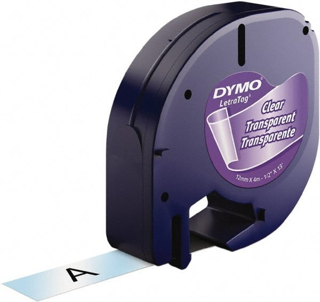 Dymo 16952 Label Maker Label: Black on Clear, Plastic, 156" OAL, 1/2" OAW