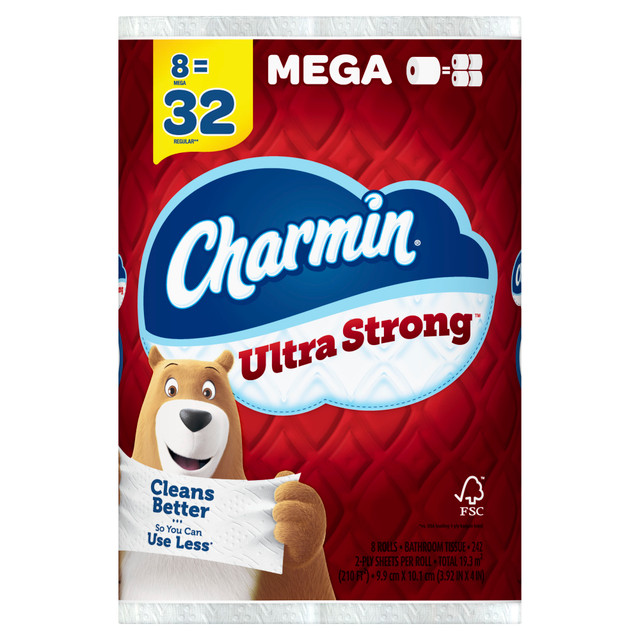 THE PROCTER & GAMBLE COMPANY Charmin 30772041758  Ultra Strong 2 Ply Toilet Paper Mega Roll, White, 242 Sheets Per Roll, 8 Rolls per Pack, Carton of 4 Packs