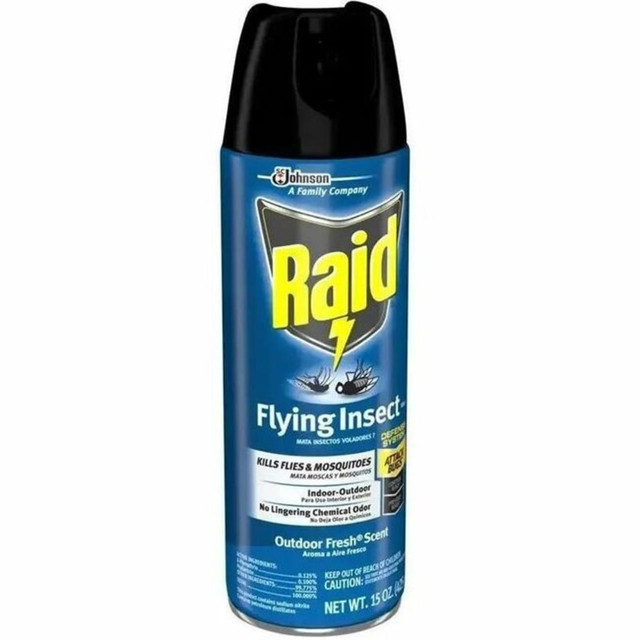 S.C. JOHNSON & SON, INC. 300816CT Raid Flying Insect Spray - Spray - Kills Mosquitoes, Flies, Wasp, Hornet, Asian Ladybeetle, Yellow Jacket, Boxelder Bug, Fruit Fly, Gnats, Moths - 15 fl oz - Off White - 12 / Carton S.C. JOHNSON & SON, INC. 300816CT Raid Flying Insect Spray - Spray - Kills Mosquitoes, Flies, Wasp, Hornet, Asian Ladybeetle, Yellow Jacket, Boxelder Bug, Fruit Fly, Gnats, Moths - 15 fl oz - Off White - 12 / Carton