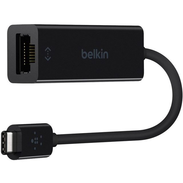 BELKIN, INC. B2B145-BLK Belkin USB-C to Gigabit Ethernet Adapter USB 3.0 network adapter - Black - USB Type C - 1 Port(s) - 1 - Twisted Pair - 10/100/1000Base-T - Portable