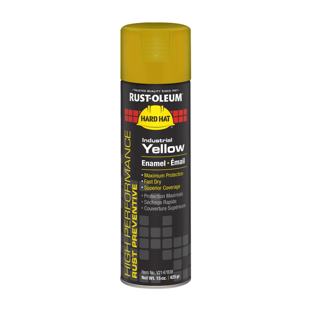 RUST-OLEUM CORPORATION Rust-Oleum V2147838  Hard Hat High Performance V2100 System Rust Preventive Enamel Spray Paint, 15 Oz, Gloss Industrial Yellow, Case Of 6 Cans