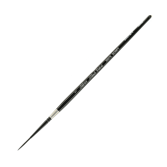 SILVER BRUSH LIMITED Silver Brush 3007S-1  3007S Black Velvet Series Paint Brush, Size 1, Script Liner Bristle, Squirrel Hair/Synthetic Filament, Multicolor