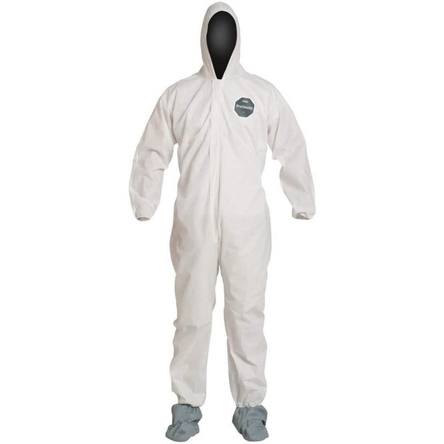 Dupont PB122SWH2X00250 Disposable Coveralls: Size 2X-Large, Film Laminate, Zipper Closure