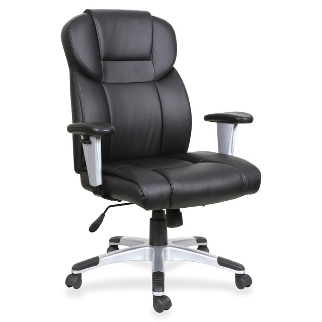 SP RICHARDS 83308 Lorell SOHO Ergonomic Bonded Leather High-Back Executive Chair, T Arms, Black