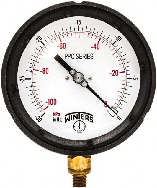 Winters 5080950964GF. Pressure Gauge: 4-1/2" Dial, 1/4" Thread, NPT, Bottom Mount