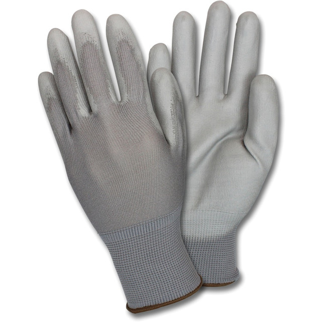 THE SAFETY ZONE, LLC The Safety Zone GNPU2X4GY Safety Zone Poly Coated Knit Gloves - Polyurethane Coating - XXL Size - Gray - Knitted, Flexible, Comfortable, Breathable - For Industrial - 1 Dozen