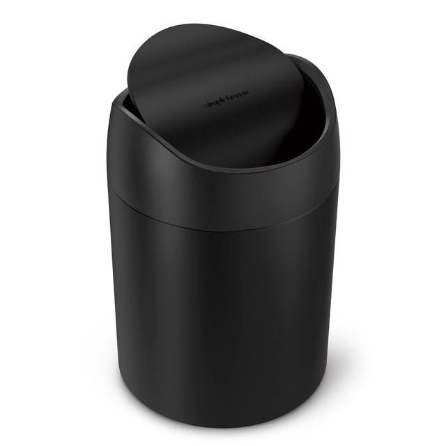 SIMPLEHUMAN LLC CW2100 simplehuman Steel Mini Round Trash Can, 0.4 Gallon, Matte Black