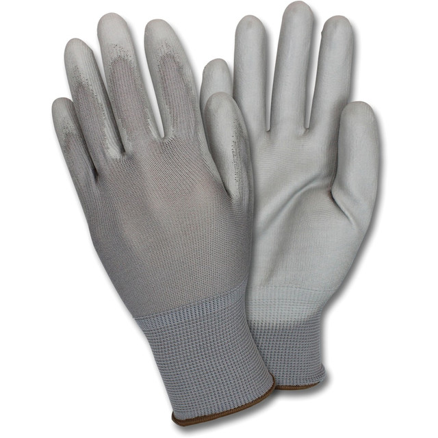 THE SAFETY ZONE, LLC The Safety Zone GNPUSM4GY Safety Zone Poly Coated Knit Gloves - Polyurethane Coating - Small Size - Gray - Flexible, Comfortable, Breathable, Knitted - For Industrial - 1 Dozen