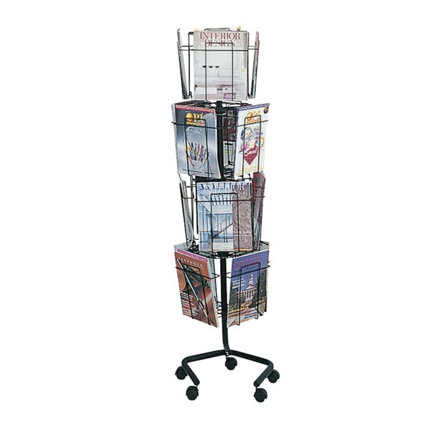 SAFCO PRODUCTS CO 4139CH Safco Wire Rotary Literature Display, 61 1/4inH x 15inW x 15inD, 16 Pockets, Charcoal