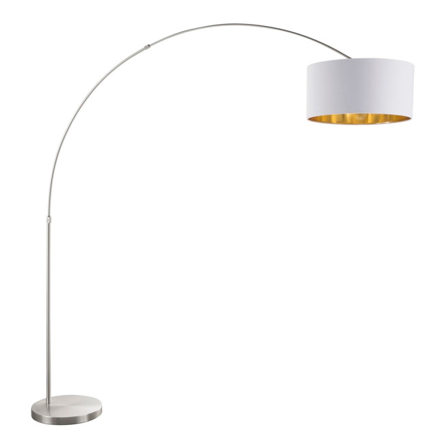 LUMISOURCE, LLC LS-SALFL WAU Lumisource Salon Contemporary Floor Lamp, Satin Nickel/White/Gold