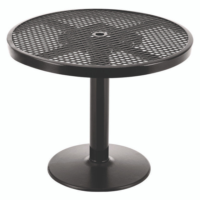 GLOBAL INDUSTRIAL 348122BK Outdoor Dining Set, Round, 36" dia x 29"h, Black Top, Black Base/Legs