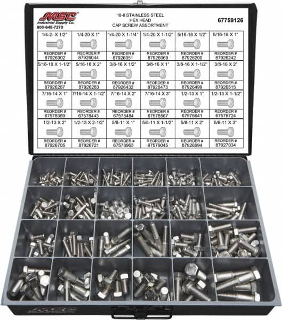 Value Collection 67759126 375 Piece Stainless Steel Hex Head Cap Screws