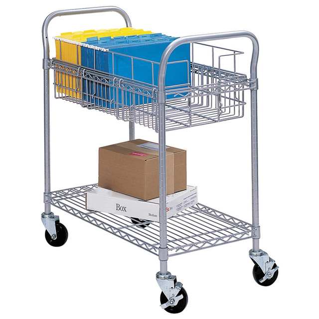 SAFCO PRODUCTS CO 5235GR Safco Wire Mail Cart, 38 1/2inH x 26 3/4inW x 18 3/4inD, Metallic Gray