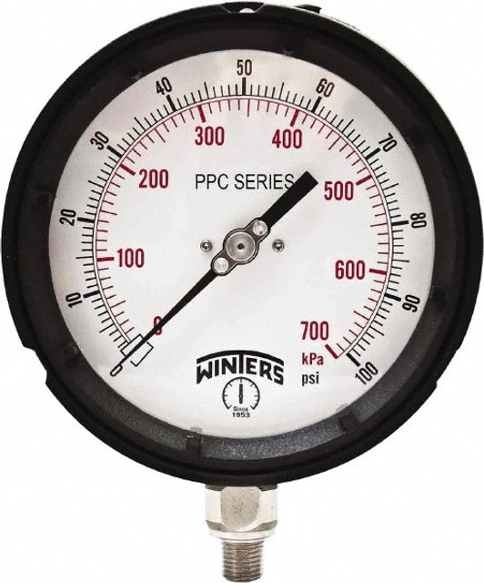 Winters 5044950956SF. Pressure Gauge: 4-1/2" Dial, 1/4" Thread, NPT, Bottom Mount